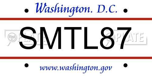 SMTL87 District Of Columbia License Plate
