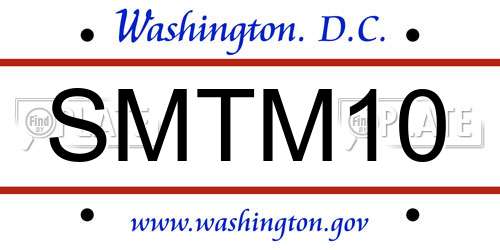 SMTM10 District Of Columbia License Plate