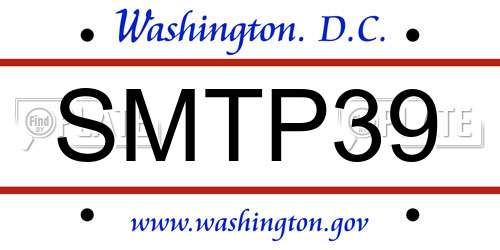 SMTP39 District Of Columbia License Plate