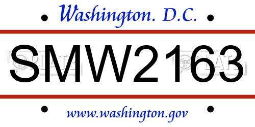 SMW2163 District Of Columbia License Plate