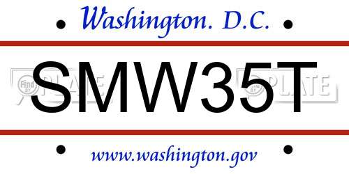 SMW35T District Of Columbia License Plate