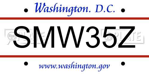 SMW35Z District Of Columbia License Plate