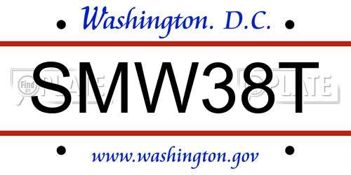 SMW38T District Of Columbia License Plate