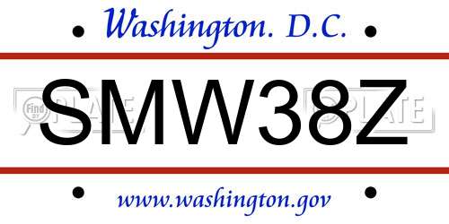 SMW38Z District Of Columbia License Plate