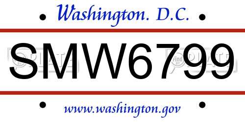 SMW6799 District Of Columbia License Plate