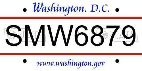 SMW6879 District Of Columbia License Plate