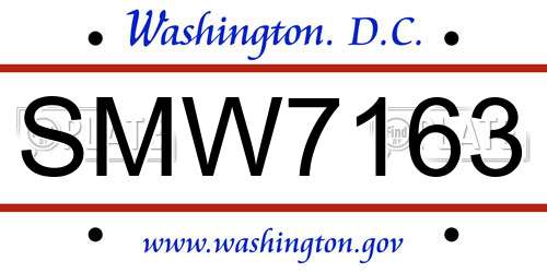 SMW7163 District Of Columbia License Plate