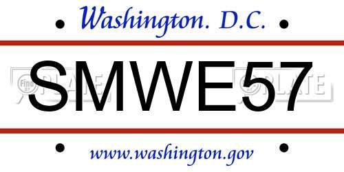 SMWE57 District Of Columbia License Plate