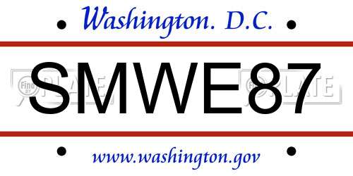 SMWE87 District Of Columbia License Plate