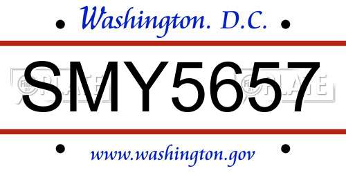 SMY5657 District Of Columbia License Plate