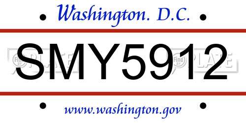 SMY5912 District Of Columbia License Plate