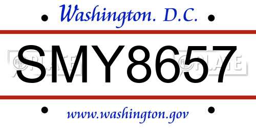SMY8657 District Of Columbia License Plate