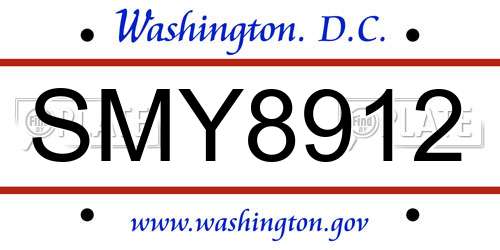 SMY8912 District Of Columbia License Plate