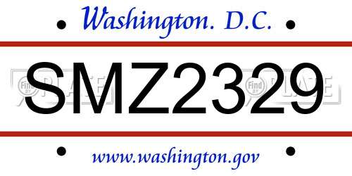 SMZ2329 District Of Columbia License Plate