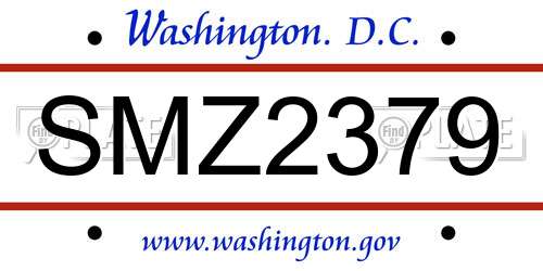 SMZ2379 District Of Columbia License Plate