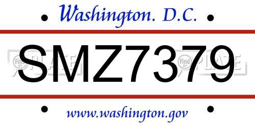 SMZ7379 District Of Columbia License Plate