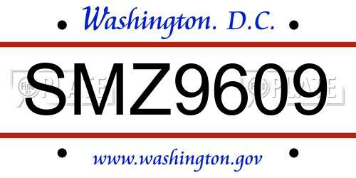 SMZ9609 District Of Columbia License Plate