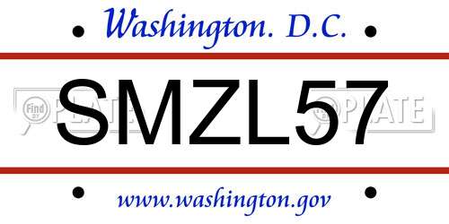 SMZL57 District Of Columbia License Plate