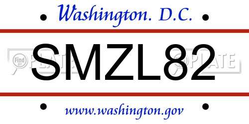 SMZL82 District Of Columbia License Plate
