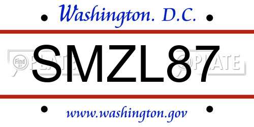 SMZL87 District Of Columbia License Plate