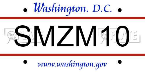 SMZM10 District Of Columbia License Plate