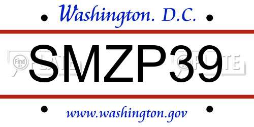 SMZP39 District Of Columbia License Plate