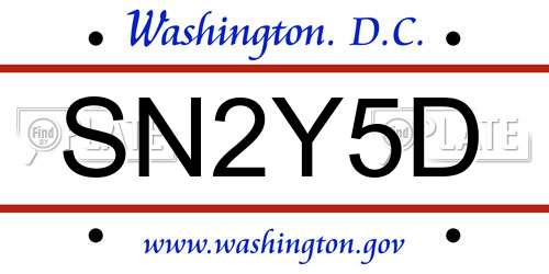SN2Y5D District Of Columbia License Plate