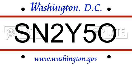 SN2Y5O District Of Columbia License Plate