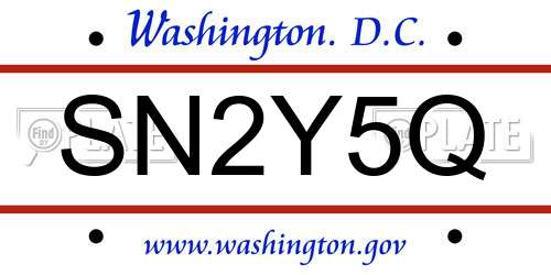 SN2Y5Q District Of Columbia License Plate
