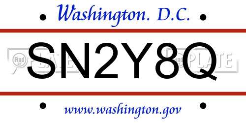 SN2Y8Q District Of Columbia License Plate