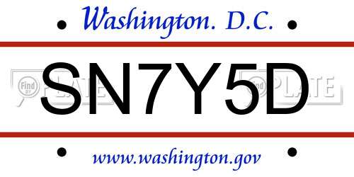 SN7Y5D District Of Columbia License Plate