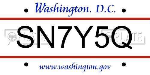 SN7Y5Q District Of Columbia License Plate