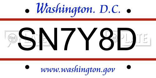 SN7Y8D District Of Columbia License Plate