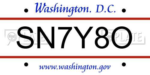 SN7Y8O District Of Columbia License Plate