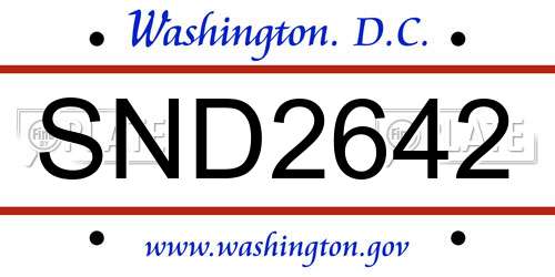 SND2642 District Of Columbia License Plate