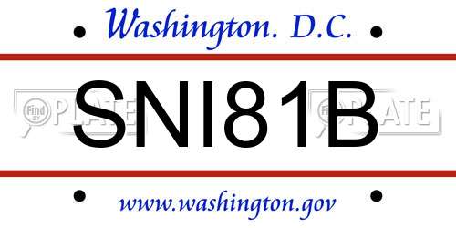 SNI81B District Of Columbia License Plate