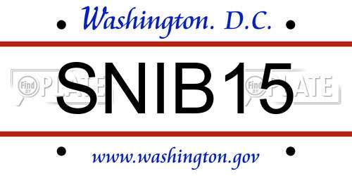 SNIB15 District Of Columbia License Plate