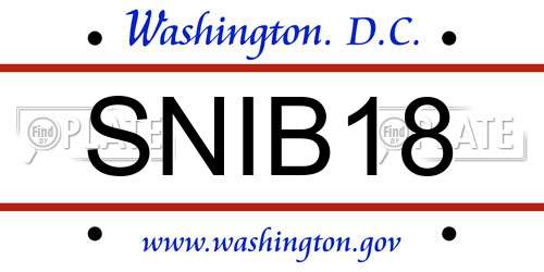 SNIB18 District Of Columbia License Plate