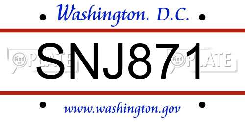 SNJ871 District Of Columbia License Plate