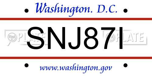 SNJ87I District Of Columbia License Plate