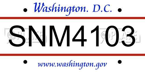 SNM4103 District Of Columbia License Plate