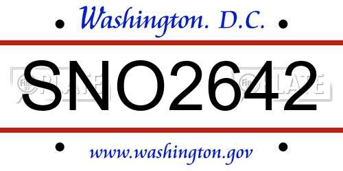 SNO2642 District Of Columbia License Plate
