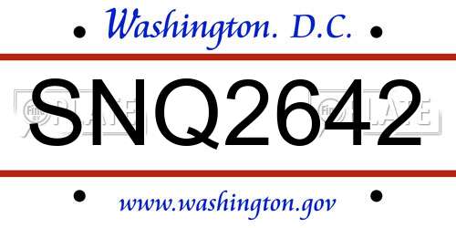 SNQ2642 District Of Columbia License Plate