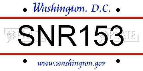 SNR153 District Of Columbia License Plate