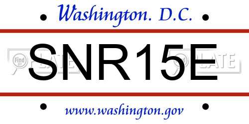 SNR15E District Of Columbia License Plate