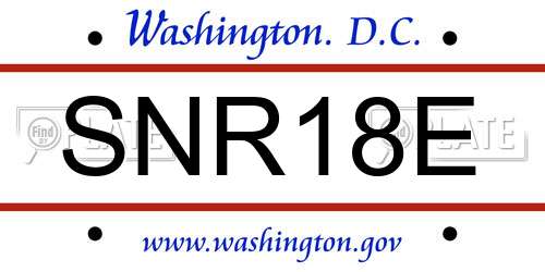 SNR18E District Of Columbia License Plate