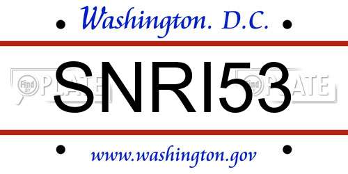 SNRI53 District Of Columbia License Plate