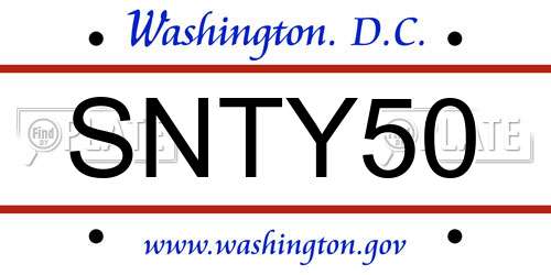 SNTY50 District Of Columbia License Plate