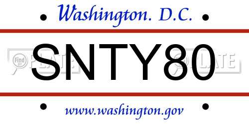SNTY80 District Of Columbia License Plate