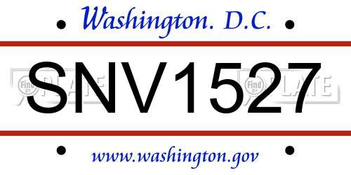 SNV1527 District Of Columbia License Plate